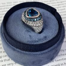 Load image into Gallery viewer, Judith Ripka Sterling Silver Heart London Blue Topaz Ring Band