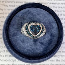 Load image into Gallery viewer, Judith Ripka Sterling Silver Heart London Blue Topaz Ring Band