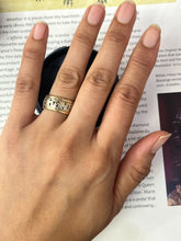 Load image into Gallery viewer, Vintage White & Yellow Gold Filigree Wide Band