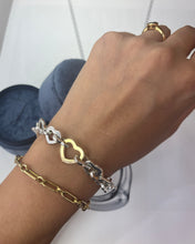Load image into Gallery viewer, Tiffany & Co 18K Yellow Gold & Silver Open Heart Bracelet