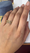 Load image into Gallery viewer, Vintage 14k yellow Gold Likeness Of Sage Leaves Diamond Band