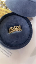 Load image into Gallery viewer, Vintage 14k yellow Gold Likeness Of Sage Leaves Diamond Band