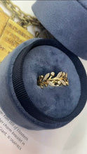 Load image into Gallery viewer, Vintage 14k yellow Gold Likeness Of Sage Leaves Diamond Band