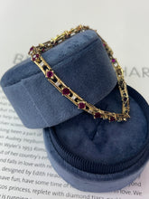 Load image into Gallery viewer, Vintage 14K Yellow Gold Ruby & Diamond Tennis Bracelet