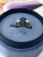 Load image into Gallery viewer, Vintage 14k Yellow Gold Sapphire & Diamond Ring, Engagement Ring.