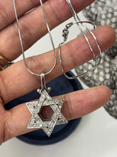 Load image into Gallery viewer, Estate 14K White Gold Star of David Diamond Pendant Necklace