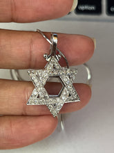 Load image into Gallery viewer, Estate 14K White Gold Star of David Diamond Pendant Necklace