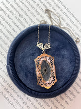 Load image into Gallery viewer, Art Deco 14K White Gold Camphor Glass Diamond Pendant Necklace