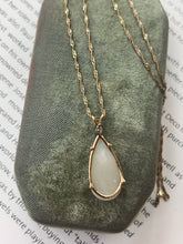 Load image into Gallery viewer, Vintage 14K Yellow Gold Teardrop Ethiopian Opal & Diamond Pendant Necklace