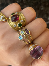 Load image into Gallery viewer, Vintage 10K Yellow Gold Multi Color Gem Stones Ring