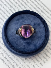 Load image into Gallery viewer, Vintage 14K Yellow Gold Amethyst & Diamonds Funky Ring.