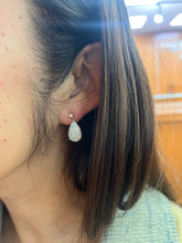 Load image into Gallery viewer, Vintage 14K Yellow Gold Teardrop Ethiopian Opal & Diamond  Dangling Earrings
