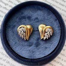 Load image into Gallery viewer, Vintage 14K Two Tone Gold Heart-Meets-Wing Earrings