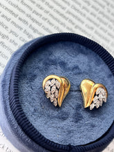 Load image into Gallery viewer, Vintage 14K Two Tone Gold Heart-Meets-Wing Earrings