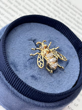 Load image into Gallery viewer, Vintage 14K Yellow Gold Diamond Bee Brooch Pin