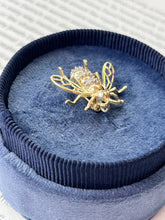 Load image into Gallery viewer, Vintage 14K Yellow Gold Diamond Bee Brooch Pin
