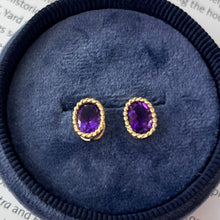 Load image into Gallery viewer, Vintage 14K Yellow Gold Amethyst Studs.
