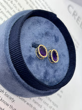 Load image into Gallery viewer, Vintage 14K Yellow Gold Amethyst Studs.