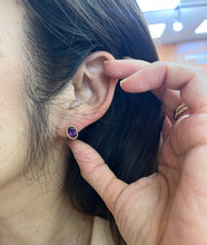Load image into Gallery viewer, Vintage 14K Yellow Gold Amethyst Studs.