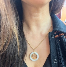 Load image into Gallery viewer, Vintage 14K Yellow Gold Chinese Letter  “Happiness” Jade Circle Pendant