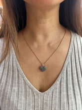 Load image into Gallery viewer, Vintage 14K White Gold Diamond & Black Diamond Puffed Heart Pendant