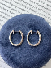 Load image into Gallery viewer, Vintage 18K White Gold Diamond Huggies.