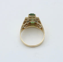 Load image into Gallery viewer, Funky Green Stone & Diamond 14K Yellow Gold Statement Ring