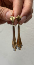 Load image into Gallery viewer, Art Deco 14K Yellow Gold Geometry Diamond Tapered Drop Earrings