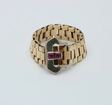 Load image into Gallery viewer, Vintage 14K Yellow Gold Ruby Buckle Band