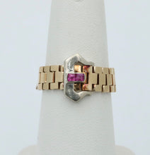 Load image into Gallery viewer, Vintage 14K Yellow Gold Ruby Buckle Band
