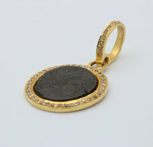Load image into Gallery viewer, Vintage 18K Yellow Gold Antique Roman Coin Medallion Charm