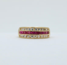 Load image into Gallery viewer, Vintage 14K Yellow Gold Diamond & Ruby Band