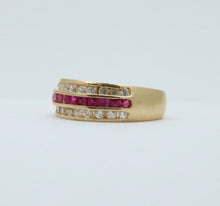 Load image into Gallery viewer, Vintage 14K Yellow Gold Diamond & Ruby Band