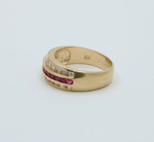 Load image into Gallery viewer, Vintage 14K Yellow Gold Diamond & Ruby Band