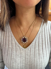 Load image into Gallery viewer, Antique Victorian 14K Yellow Gold Amethyst, Diamond and Pearl Brooch