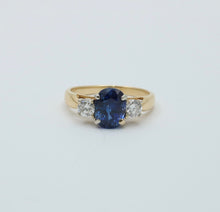 Load image into Gallery viewer, Vintage 14k Yellow Gold Sapphire & Diamond Ring, Engagement Ring.