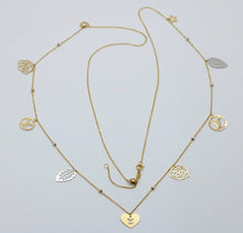 Load image into Gallery viewer, Estate 18K Yellow Gold  9 charms 33.5” Chain Long Necklace