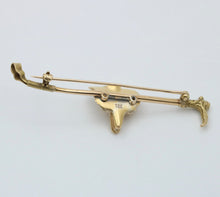 Load image into Gallery viewer, Vintage 14K Yellow Gold Fox Head & Whip Bar Pin