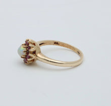 Load image into Gallery viewer, Vintage 10K Yellow Gold Opal & Ruby Flower Ring
