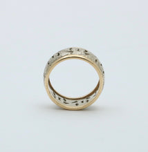 Load image into Gallery viewer, Vintage White & Yellow Gold Filigree Wide Band