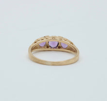 Load image into Gallery viewer, Victorian 14K Yellow Gold Three Stones Amethyst & Diamond Ring