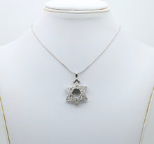 Load image into Gallery viewer, Estate 14K White Gold Star of David Diamond Pendant Necklace
