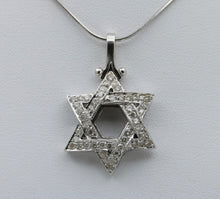 Load image into Gallery viewer, Estate 14K White Gold Star of David Diamond Pendant Necklace