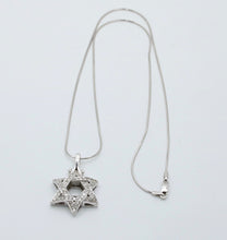 Load image into Gallery viewer, Estate 14K White Gold Star of David Diamond Pendant Necklace