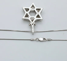 Load image into Gallery viewer, Estate 14K White Gold Star of David Diamond Pendant Necklace