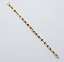 Load image into Gallery viewer, Vintage 14K Yellow Gold Ruby & Diamond Tennis Bracelet