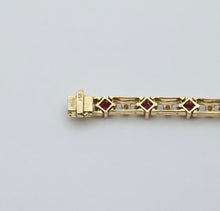 Load image into Gallery viewer, Vintage 14K Yellow Gold Ruby & Diamond Tennis Bracelet