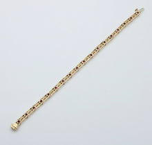 Load image into Gallery viewer, Vintage 14K Yellow Gold Ruby & Diamond Tennis Bracelet