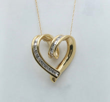 Load image into Gallery viewer, Vintage Reversible 14K Yellow Gold  Diamond & Ruby Heart Pendant