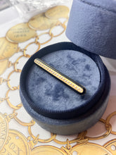 Load image into Gallery viewer, Art Deco 14K Yellow Gold Black Enamel Seed Pearl Bar Pin